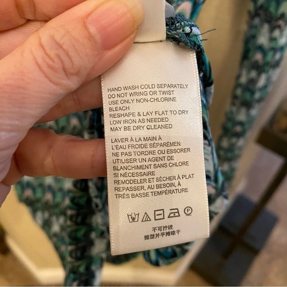 FREE PEOPLE Women Green Patterned Mesh Lucky Shirtee Button Top Size Small - Picture 8 of 8